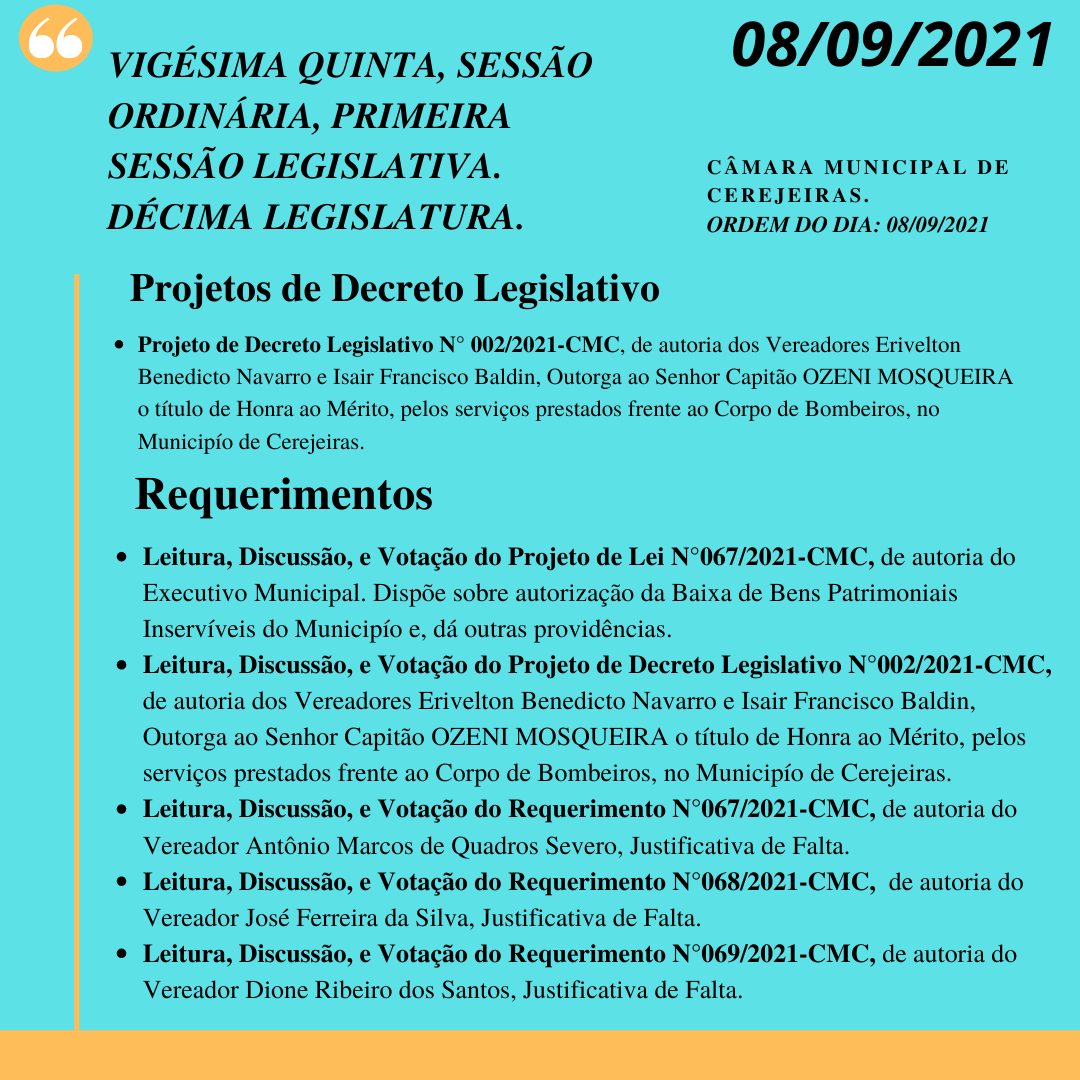 25° Sessão Sessão Ordinária 08/09/2021.