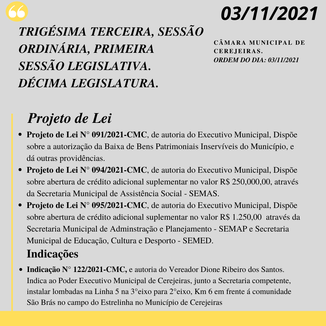 33° Sessão Ordinária