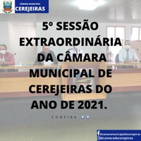 5° Sessão Extraordinária/ 31-03-2021, décima legislatura.