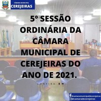 5° Sessão Ordinária/ 15-03-2021, décima legislatura.